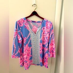 Lilly Pulitzer UPF 50+ Karina Tunic Blue Peri Go With The Flow